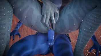 Avatar - Neytiri - Blue skined alien girl - Sex and pussy licking with orgasm - Futanari animation video